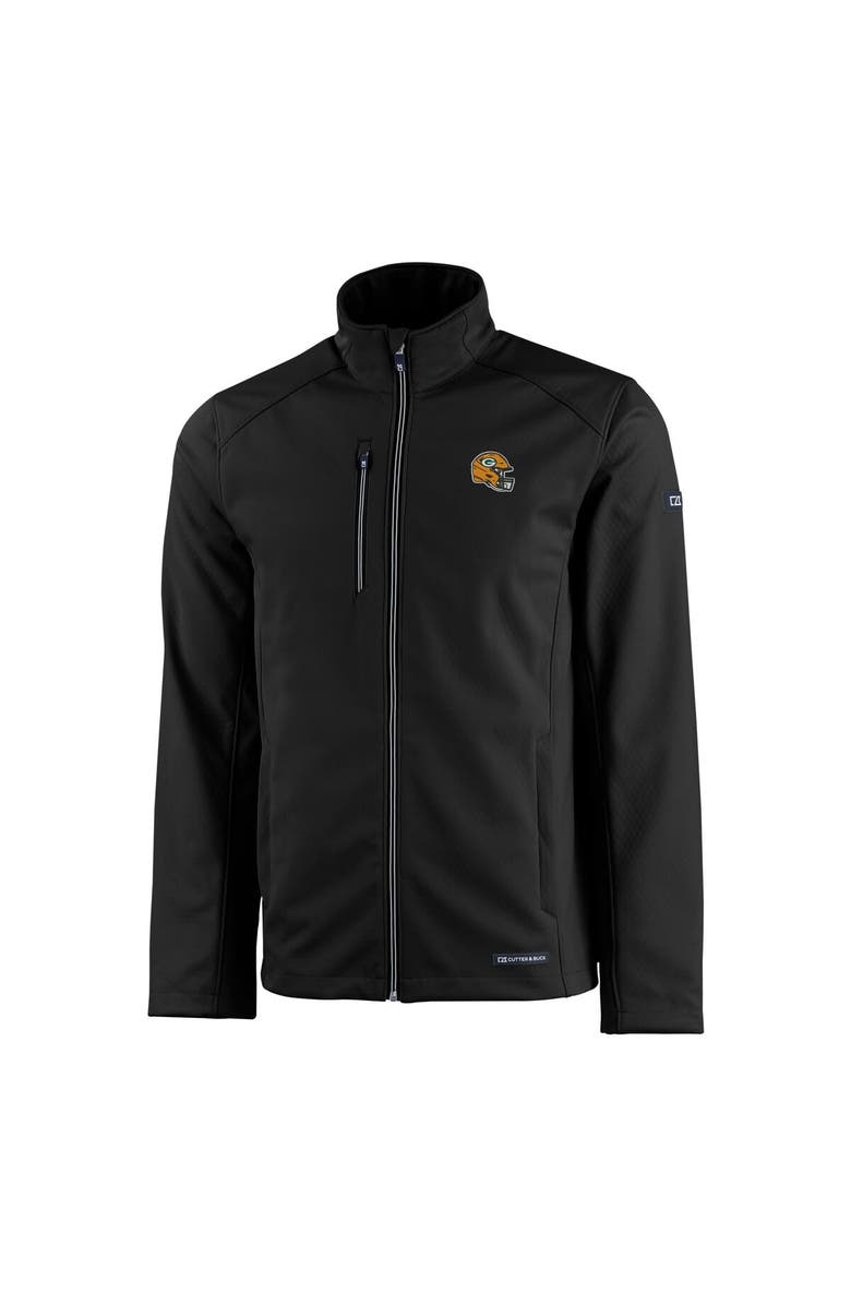 Cutter & Buck Men's Cutter & Buck Black Green Bay Packers Evoke Eco Softshell Recycled Full-Zip Jacket, Alternate, color, Black