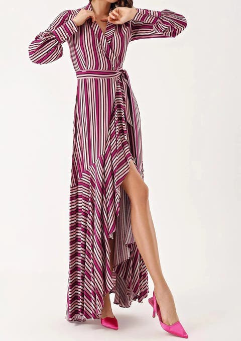 Striped Maxi Wrap Dress