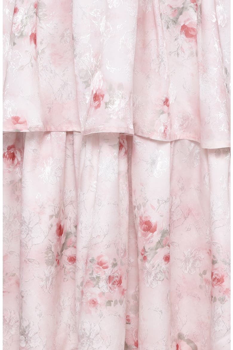 Natasha Sleeveless Tiered Ruffle Maxi Dress, Alternate, color, WHITE PINK FLORAL
