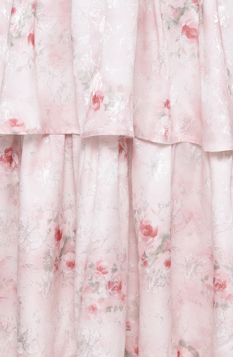 Petal & Pup Natasha Sleeveless Tiered Ruffle Maxi Dress, Alternate, color, White Pink Floral