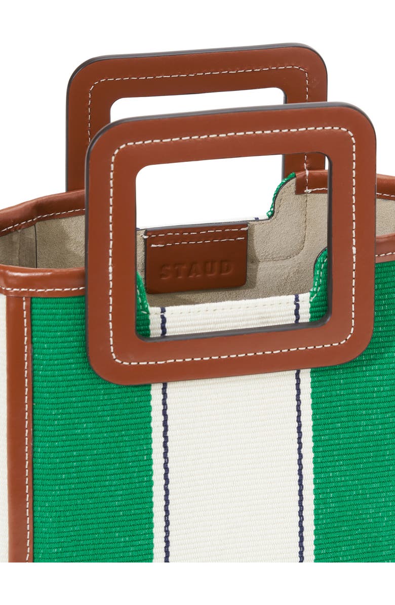STAUD Mini Shirley Bungalow Stripe Canvas & Leather Tote, Alternate, color,