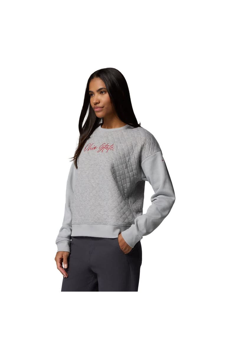 Columbia Women's Columbia Heather Gray Ohio State Buckeyes Collegiate Hart Mountain<sup>™</sup> Quilted Sweatshirt, Alternate, color, 