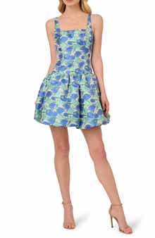 Adrianna Papell Floral Jacquard Drop Waist Dress
