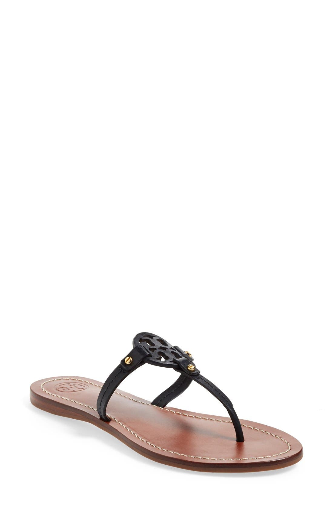 Tory Burch 'Mini Miller' Leather Thong Sandal, Main, color, 
