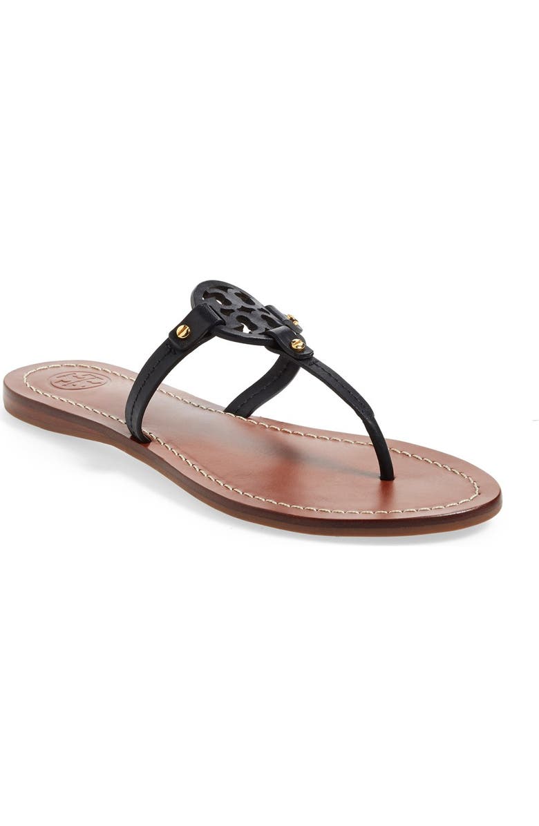 Tory Burch 'Mini Miller' Leather Thong Sandal, Main, color,