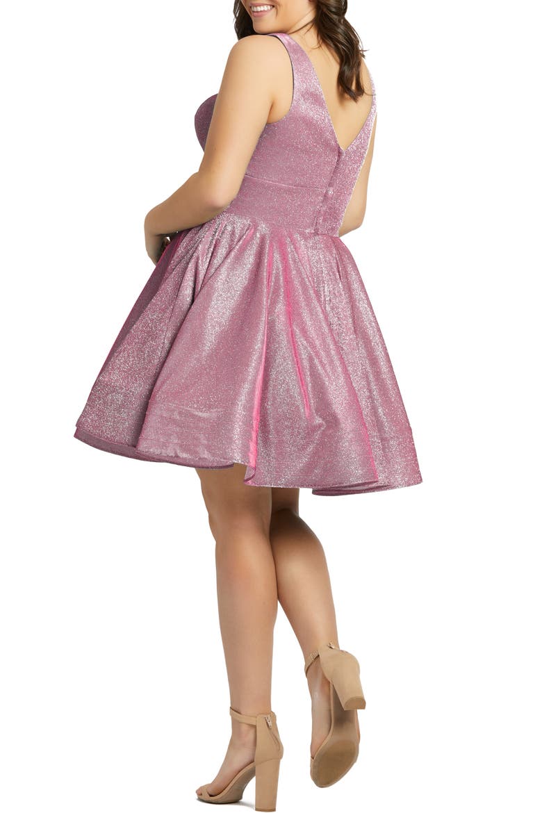 Sleeveless Sparkle Metallic Fit & Flare Dress, Alternate, color, RASPBERRY
