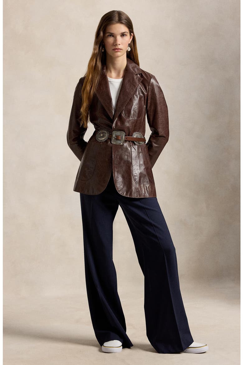 Beaton High Waist Flare Leg Stretch Wool Pants, Alternate, color, NAVY