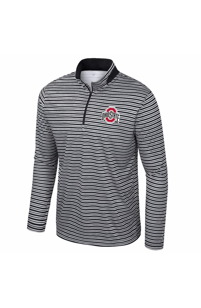 COLOSSEUM Men's Colosseum Black Ohio State Buckeyes Striped Quarter-Zip Top, Alternate, color, 