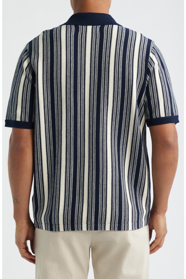 Ivy Stripe Knit Camp Shirt, Alternate, color, NAVY / ECRU