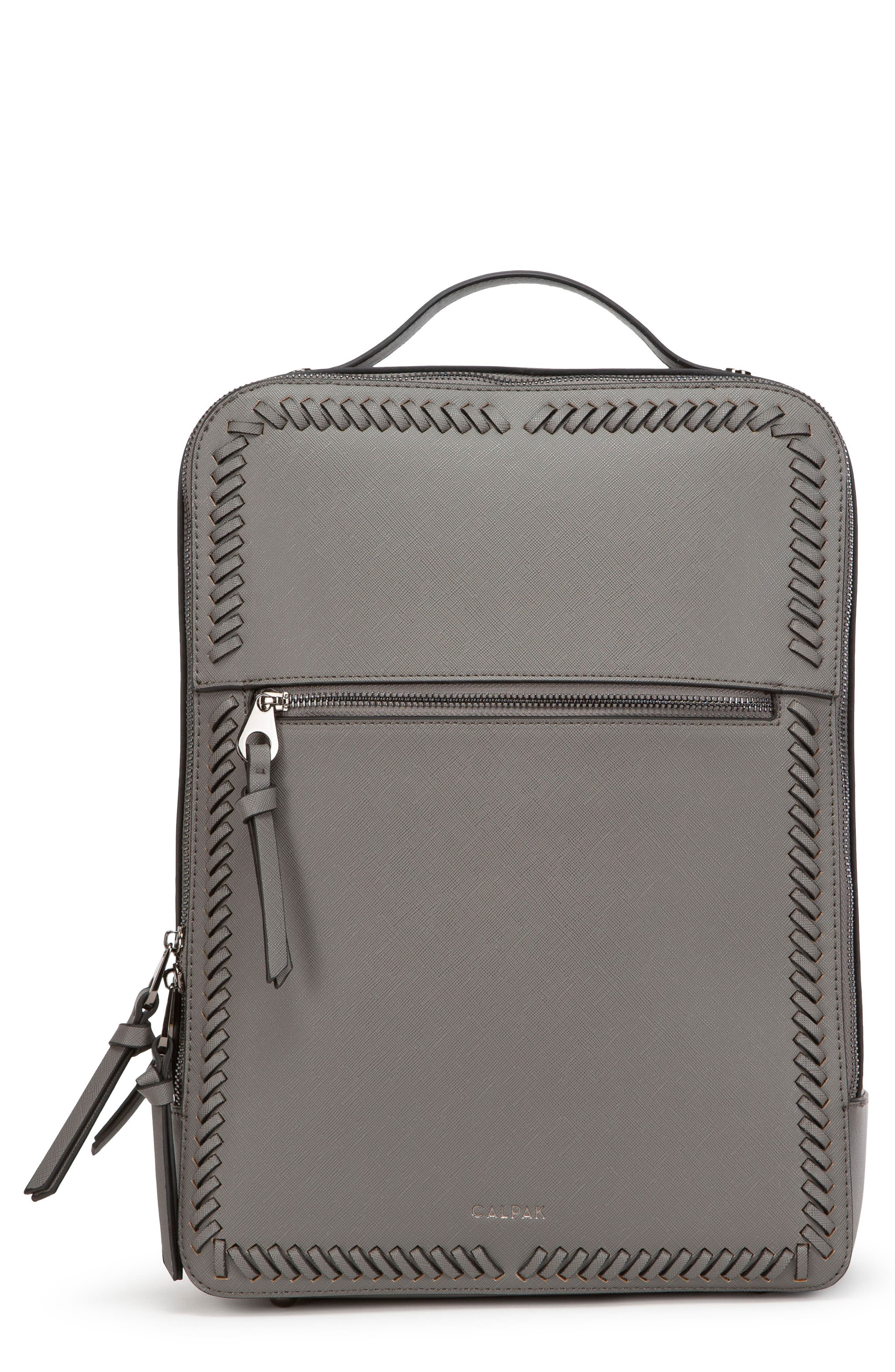 CALPAK Kaya Faux Leather Laptop Backpack, Main, color, 
