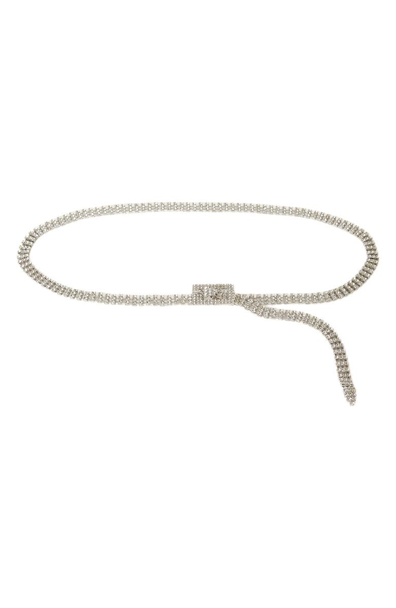 B-Low the Belt Baby Farah Crystal Skinny Belt, Main, color, Silver