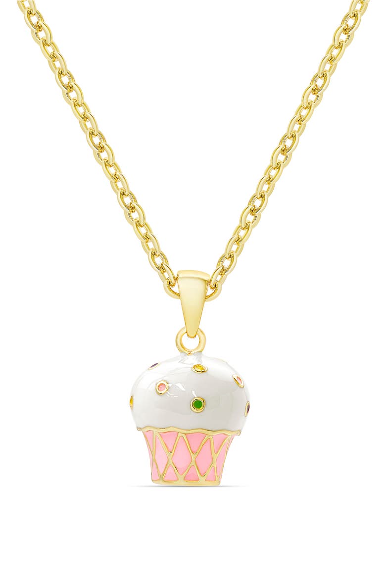 Cupcake Pendant Necklace, Main, color, GOLD