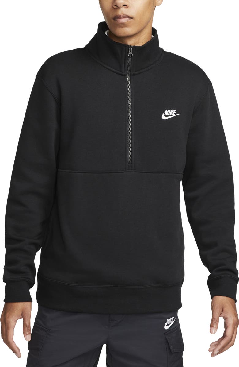 Nike Sportswear Club Half-Zip Pullover, Main, color, Black/ Black/ White