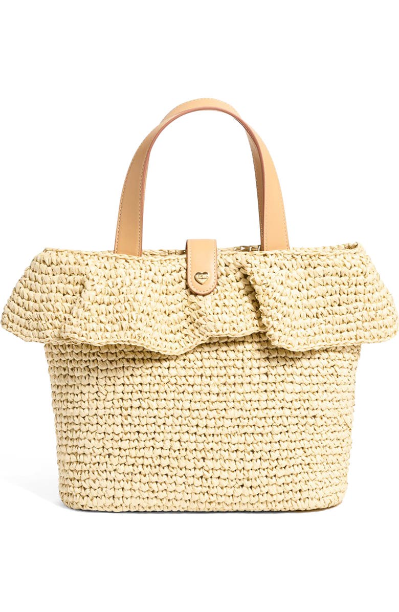 Stoney Clover Lane Small Ruffle Raffia Tote, Main, color,