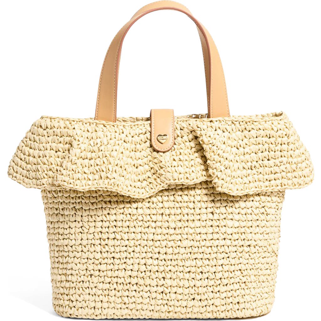 Stoney Clover Lane Small Ruffle Raffia Tote In Beige