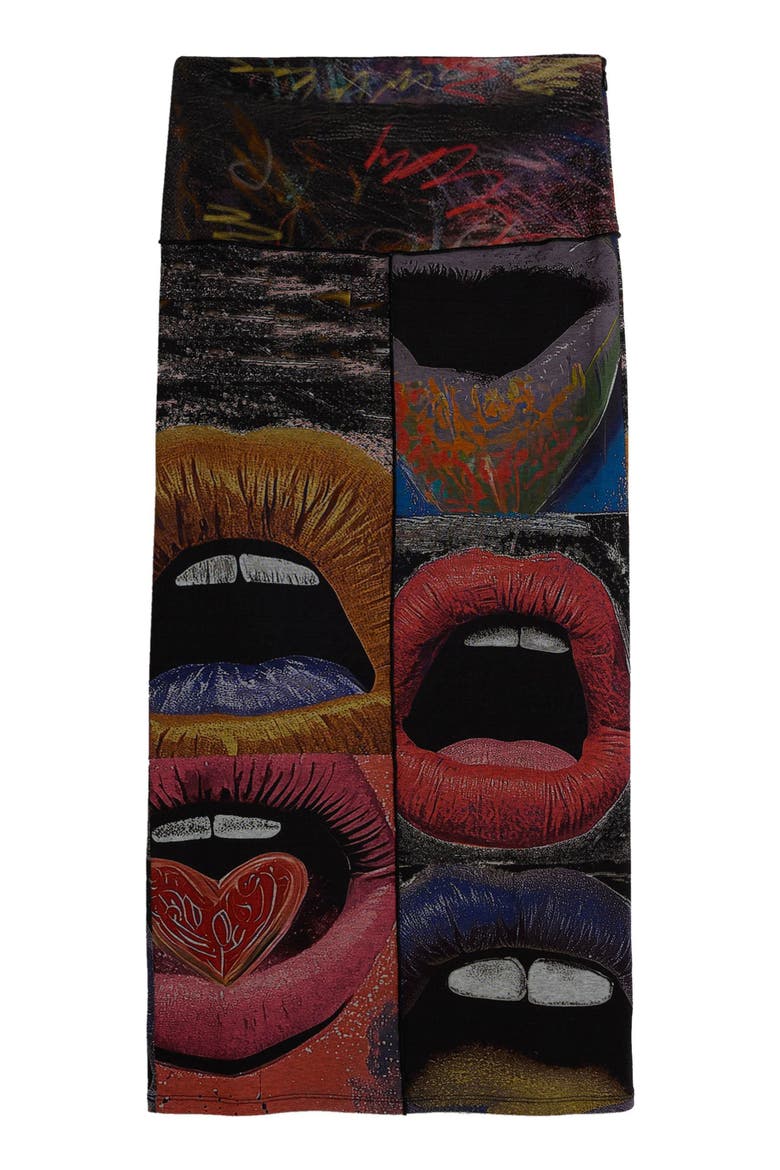 Graphic Maxi Skirt, Alternate, color, BLACK