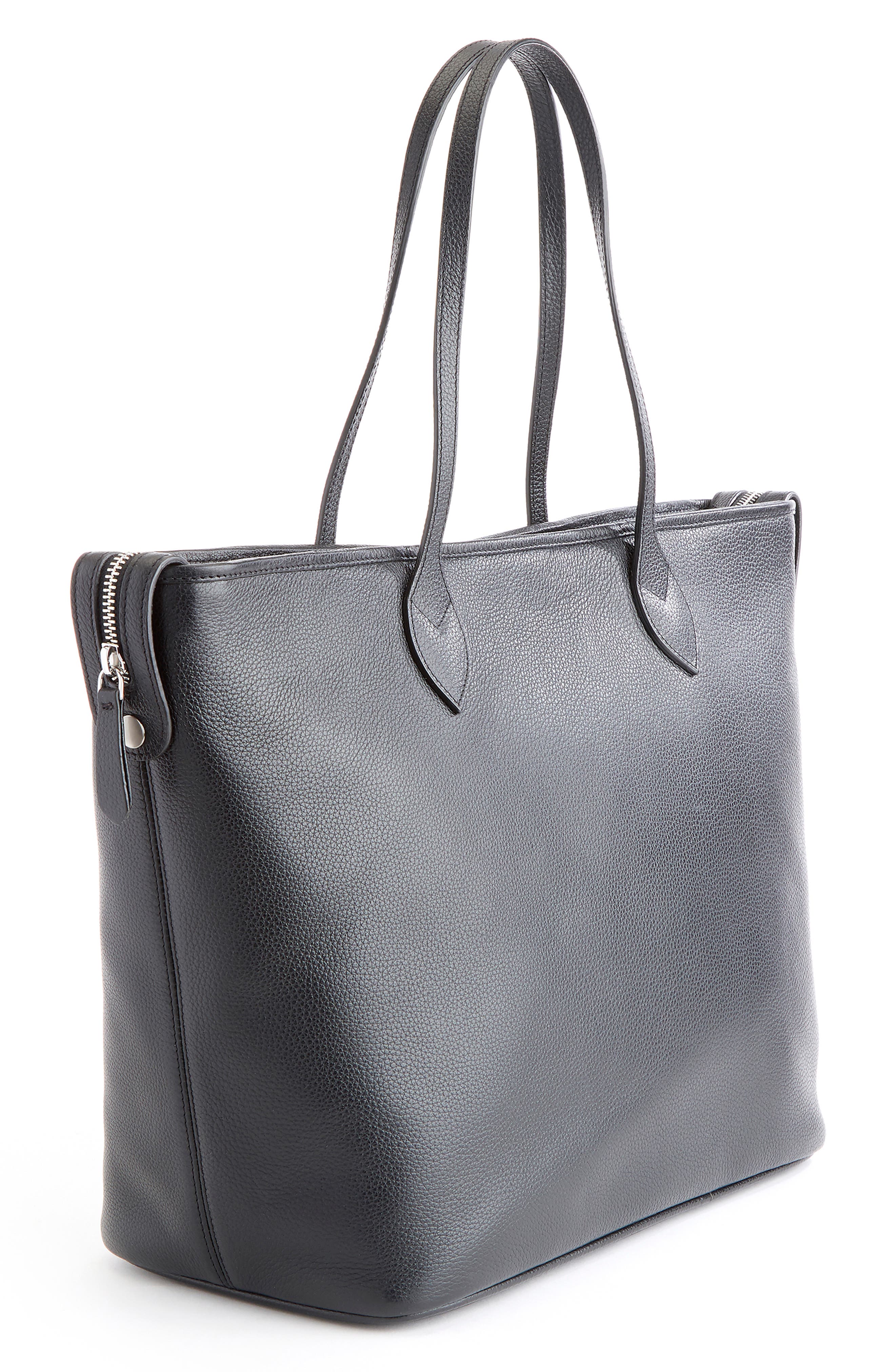 ROYCE New York Leather Tote with Wristlet, Alternate, color, Black