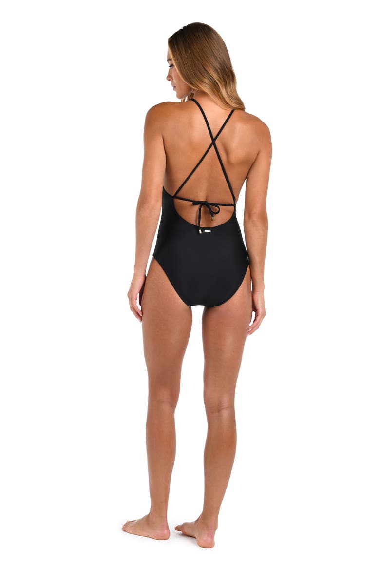 Belle Solid One-Piece Swimsuit, Alternate, color, BLACK
