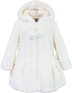 Widgeon Faux Fur Hooded Zip Front Pompom Coat