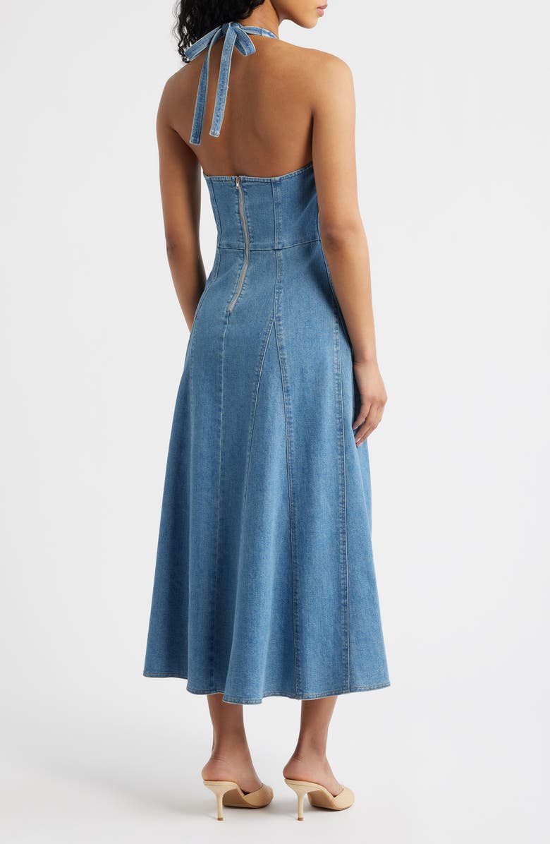 FREEMARKET Denim Halter Dress, Alternate, color, Medium Denim