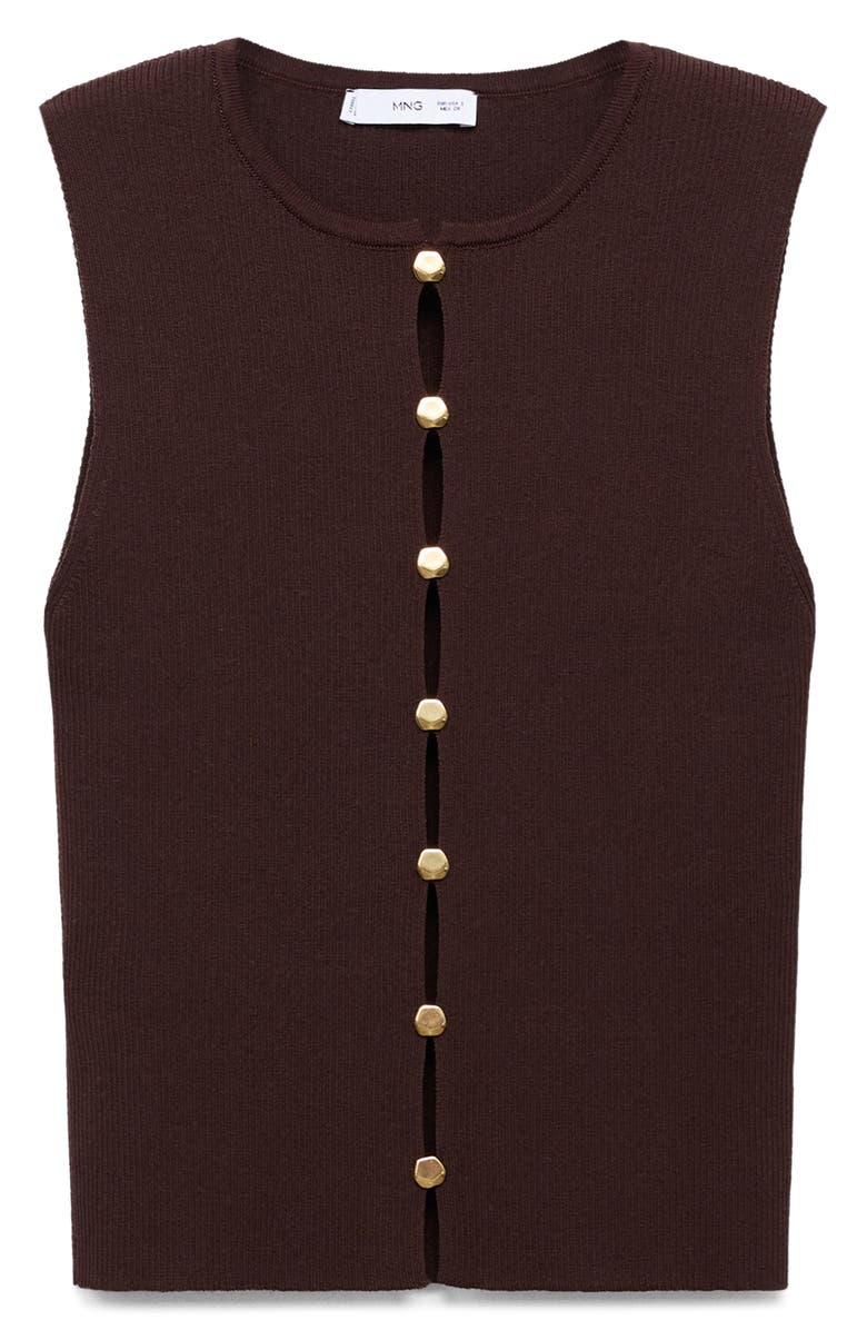 MANGO Knit Sweater Vest, Alternate, color, Brown