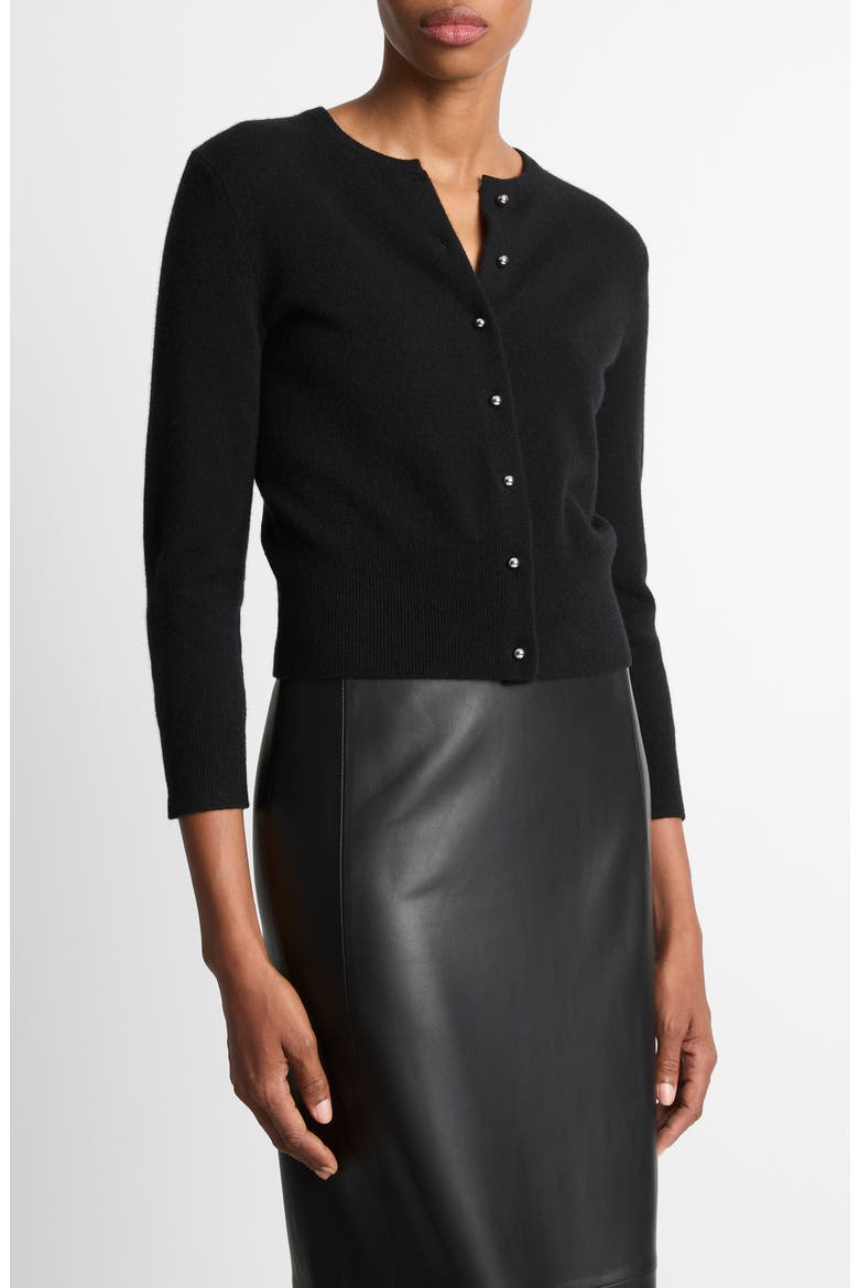 Wool & Cashmere Blend Cardigan, Alternate, color, BLACK