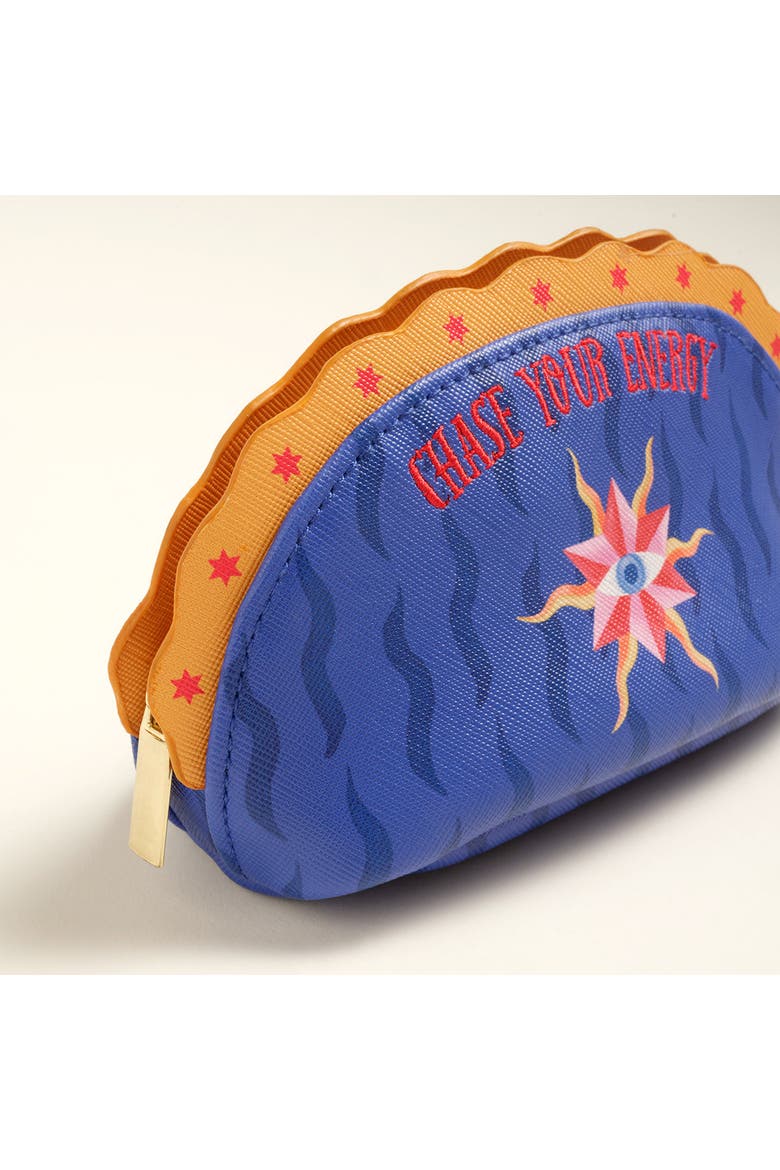 Meilin Makeup Bag 7" x 4" Travel Essential, Alternate, color, Red - Navy