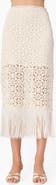 CAMI NYC Veezia Fringe Hem Open Stitch Midi Skirt