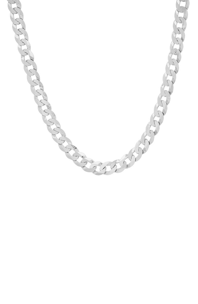 Queen Jewels Men's Sterling Silver Thick Italian Miami Cuban Curb Chain Necklace, Main, color, Silver