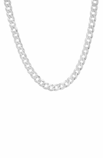 Queen Jewels Men's Sterling Silver Thick Italian Miami Cuban Curb Chain Necklace