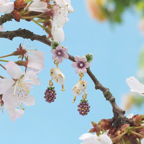 Bill Skinner Studio Blackberry & Mouse Drop Earrings In Gold