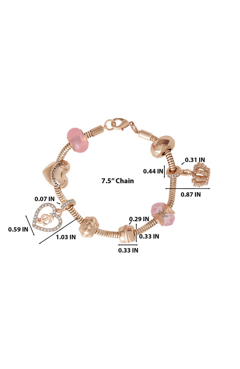 Juicy Couture Multi-Charm Beaded Chain Bracelet, Gold-Tone with Pink Accents, Alternate, color, Gold Tone