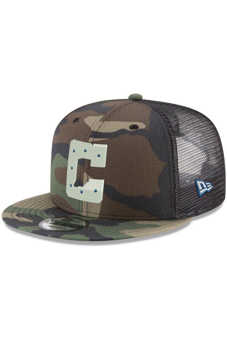 Men's New Era Indianapolis Colts NFL Woodland Camo 9FIFTY Snapback Adjustable Trucker Hat, Alternate, color, Camo