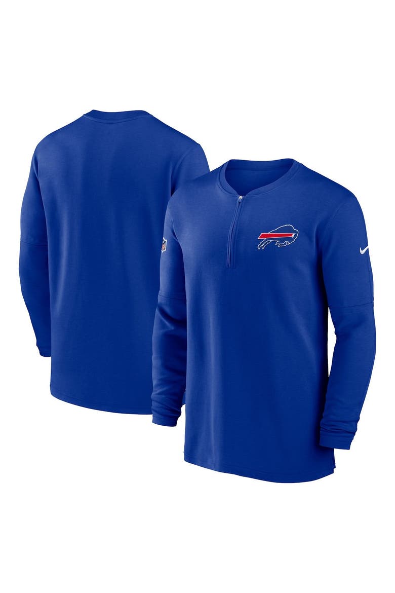 Men's Nike  Royal Buffalo Bills 2023 Sideline Performance Long Sleeve Tri-Blend Quarter-Zip Top, Main, color, Royal