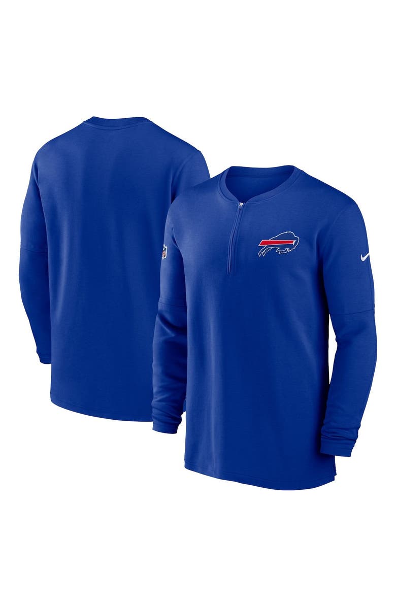 Nike Men's Nike  Royal Buffalo Bills 2023 Sideline Performance Long Sleeve Tri-Blend Quarter-Zip Top, Main, color, Royal