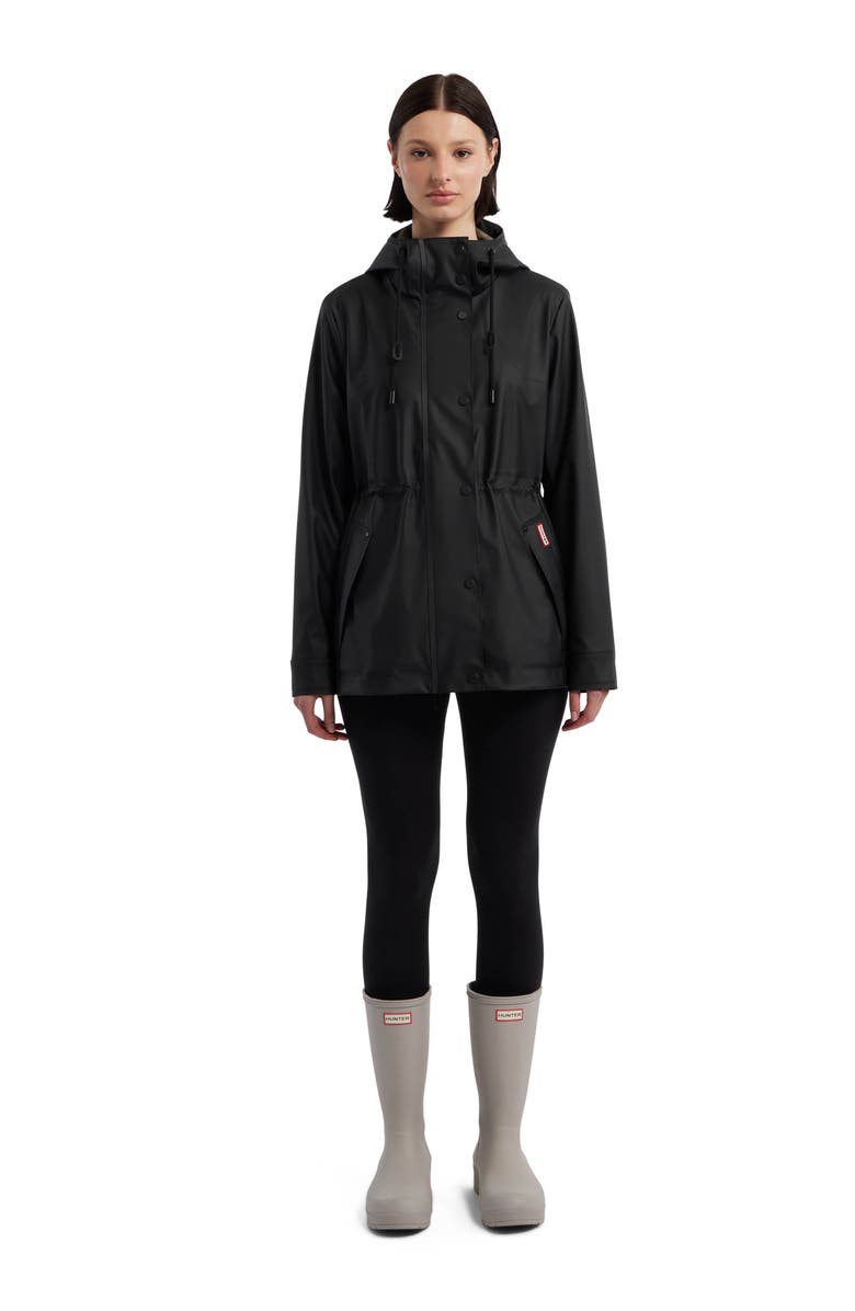 Hunter Abbey Short Rubberized Rain Jacket, Alternate, color, Black