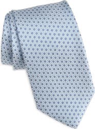 David Donahue Neat Floral Medallion Silk Tie