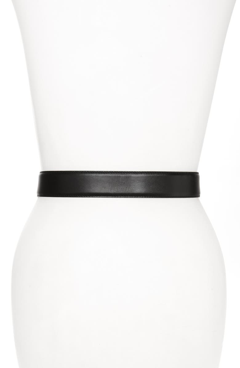 Moschino Crystal Logo Leather Belt, Alternate, color,