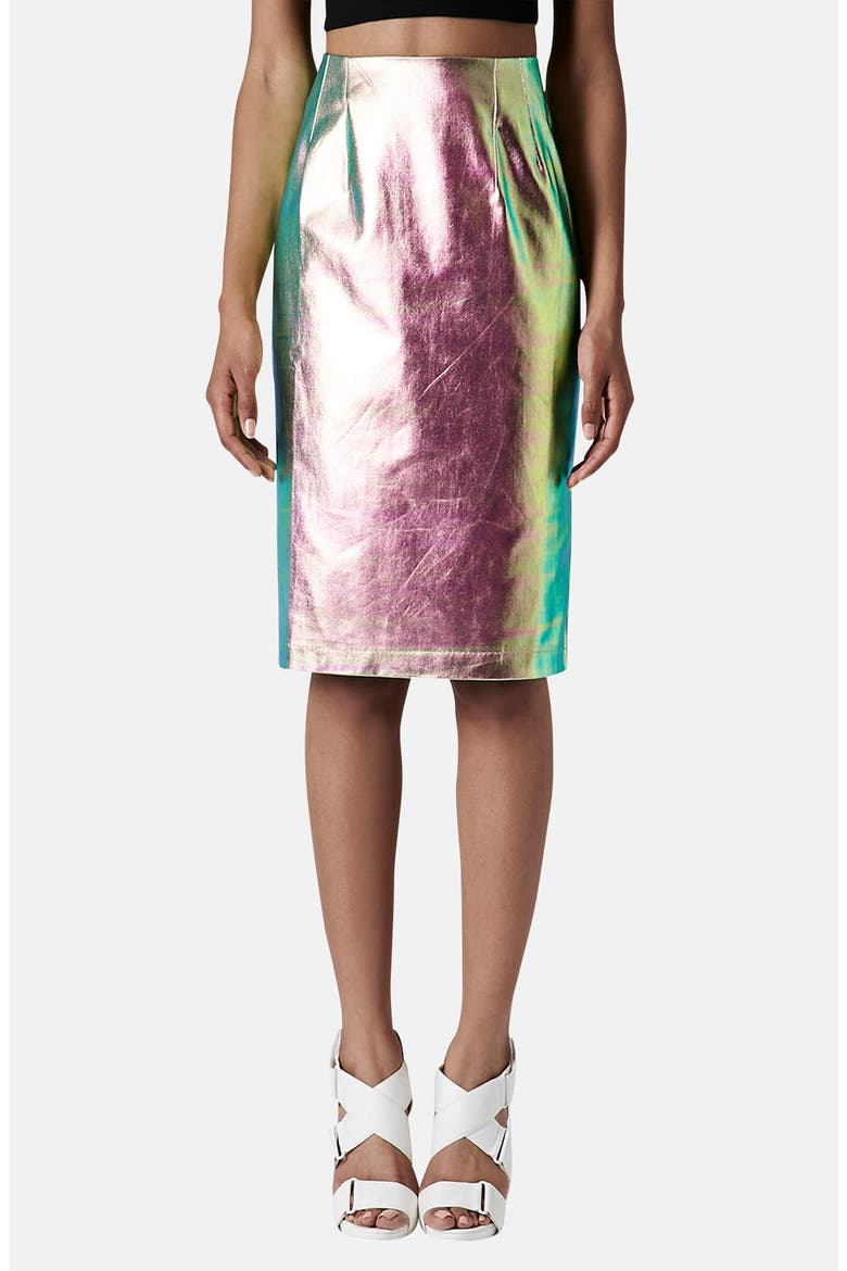 Iridescent Mermaid Pencil Skirt, Main, color, GREEN MULTI