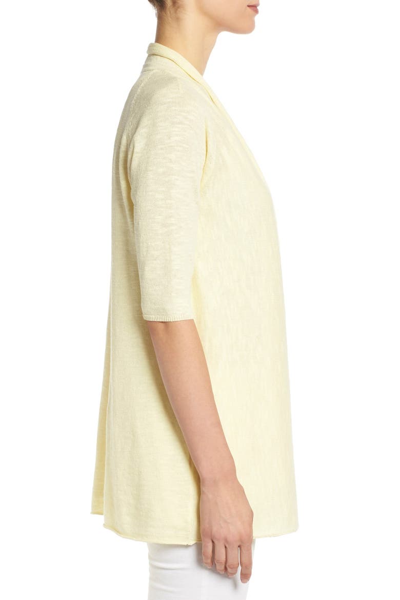 Organic Linen & Cotton Elbow Sleeve Straight Cardigan, Alternate, color, DAISY