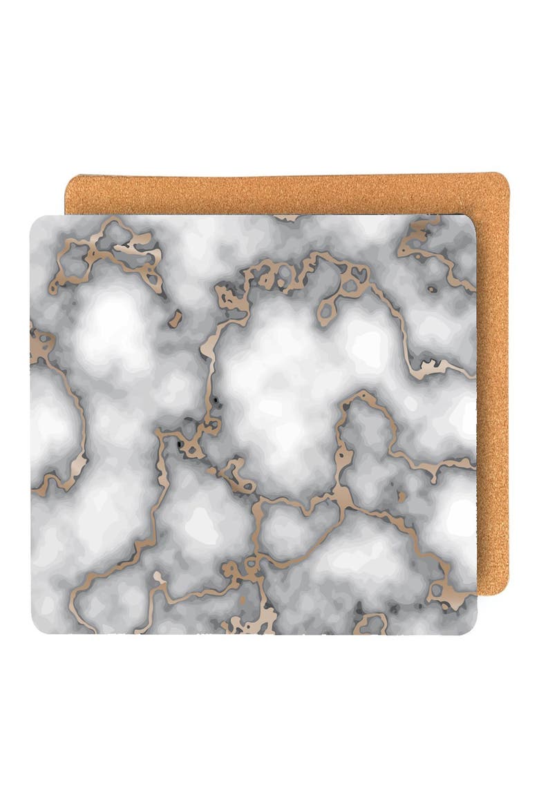 Marble Print Set of 8 Placemats, Main, color, SMOKEY GOLD