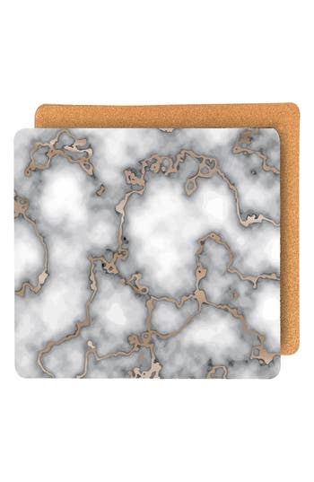 Dainty Home Marble Print Set Of 8 Placemats In Gray