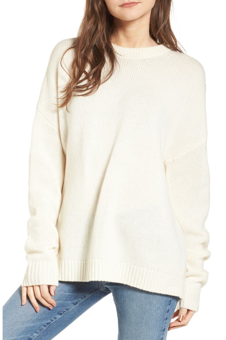 x Something Navy Crewneck Sweater, Main, color, IVORY