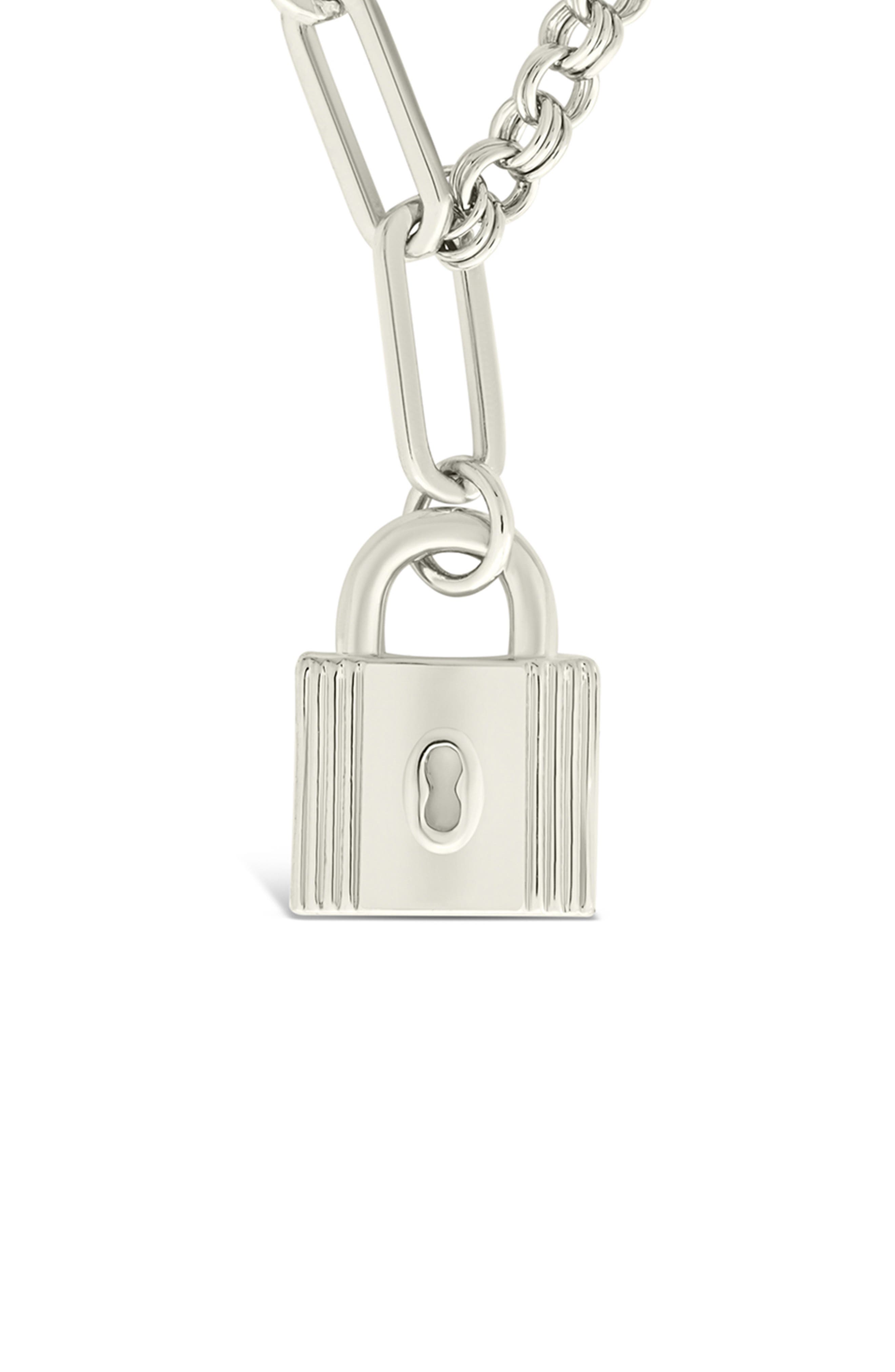 Sterling Forever Winselle Mixed Chain Lock Pendant Necklace (Women ...