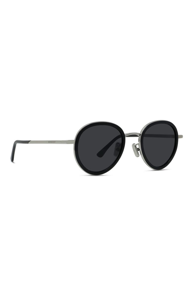 Day 49mm Small Round Sunglasses, Alternate, color, SHINY PALLADIUM / SMOKE