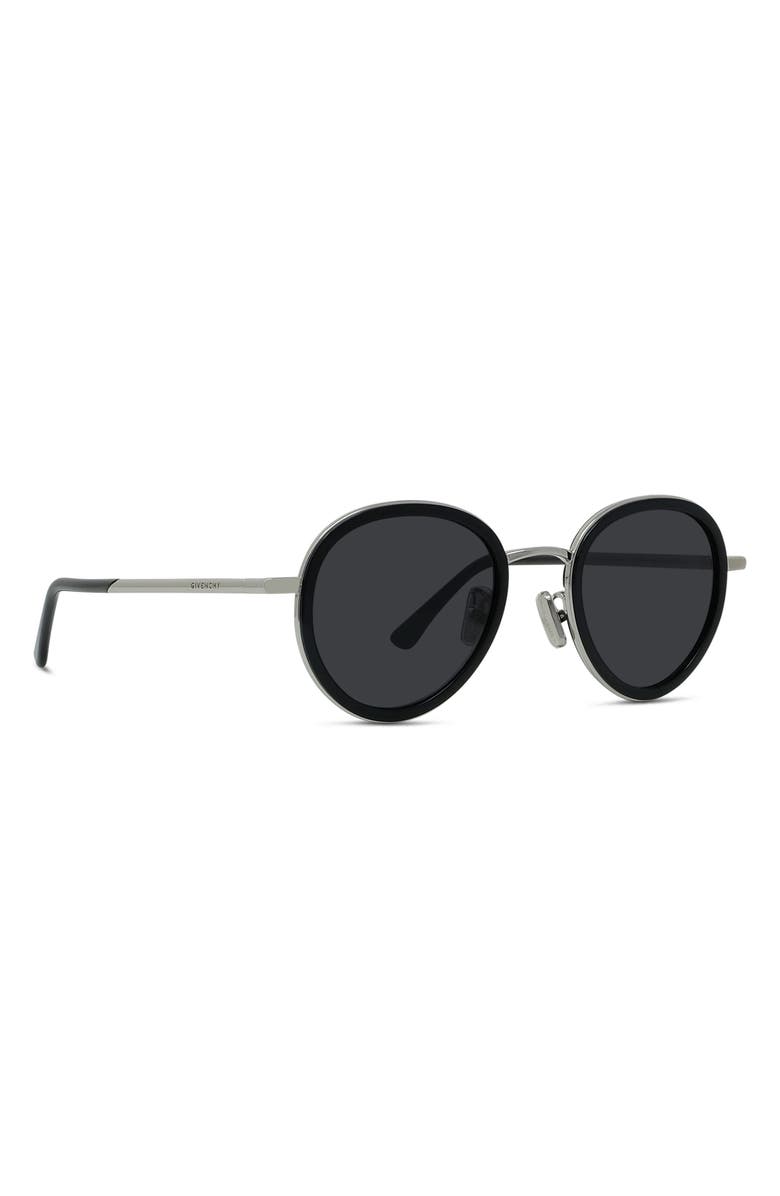 Givenchy Day 49mm Small Round Sunglasses, Alternate, color, Shiny Palladium / Smoke