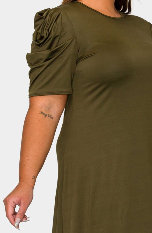 L I V D Aleyna Puff Sleeve A-line Dress In Green