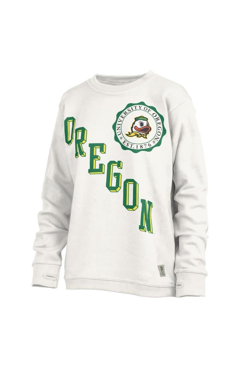 PRESSBOX Women's Pressbox White Oregon Ducks Shoreline Sundown Pullover Sweatshirt, Main, color, White