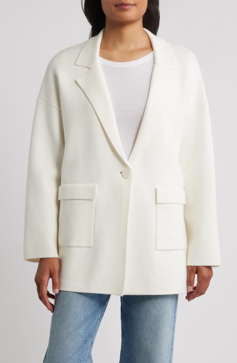 Bernardo Oversize Ponte Knit Blazer, Main, color, Cream