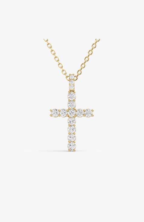 14K Gold 2.5 ct Cross Pendant Necklace of Sereia